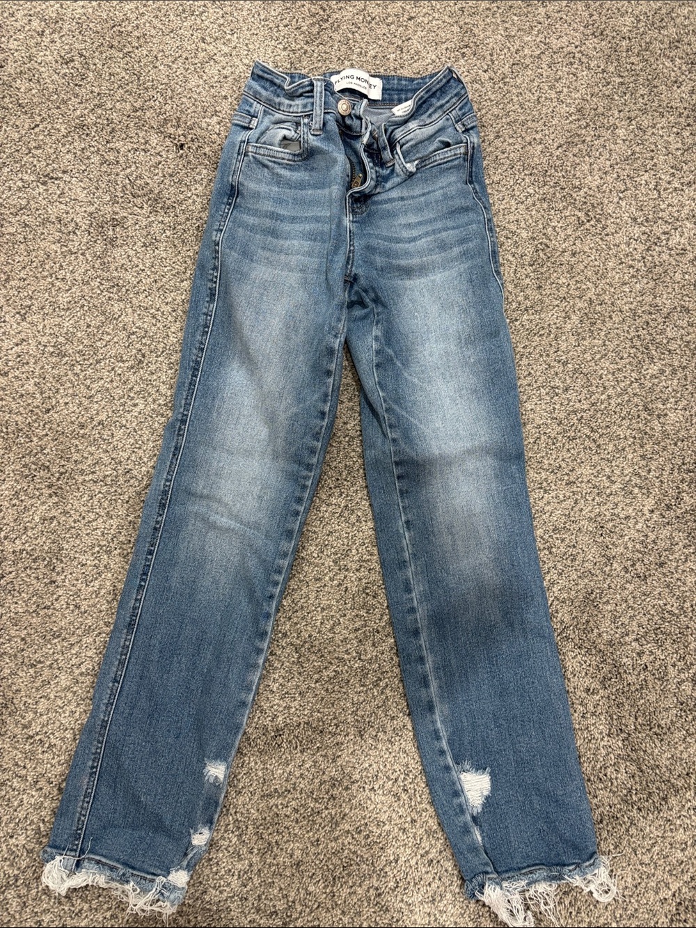 Flying Monkey Light Blue Distressed Cropped Jeans